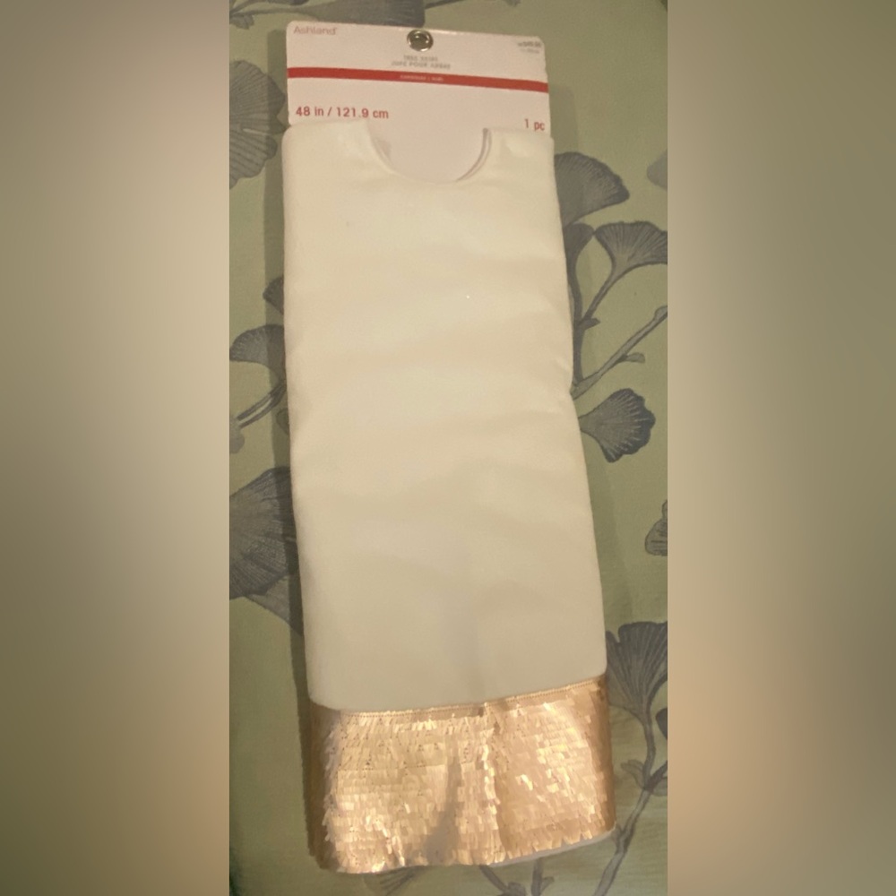 Ashland Christmas Tree Skirt Large White Tree Skirt w/ Bronze Shimmer 48"